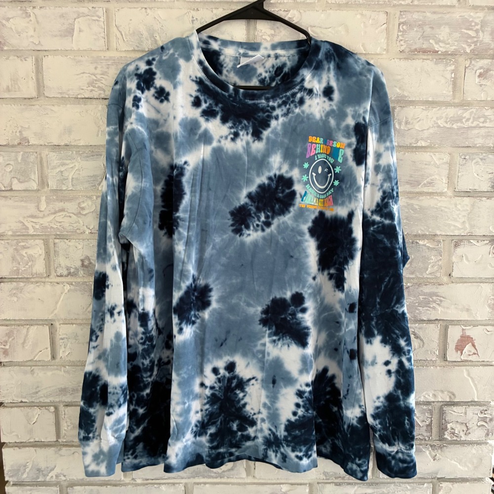 U.S. Vintage XL Tie Dye Long Sleeve Shirt Panama City Beach Smiley Face Blue